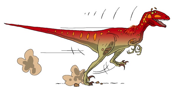 Cartoon velociraptor dinosaur