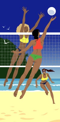 graphic illustration beach volleyball