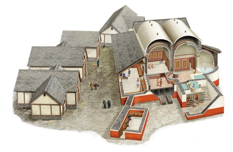 Cutaway Roman bath house